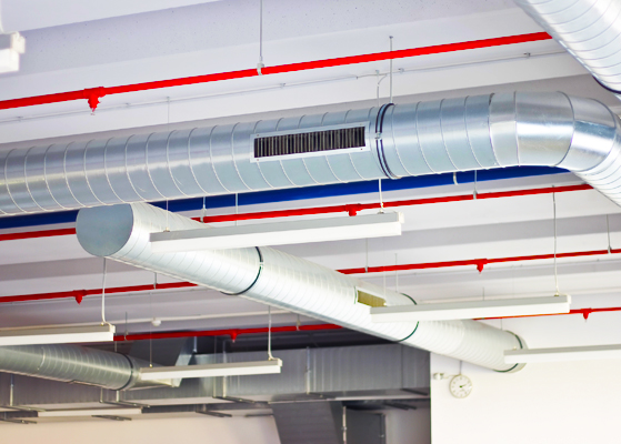View of HVAC system installed at the University of Texas Mitchell Research building